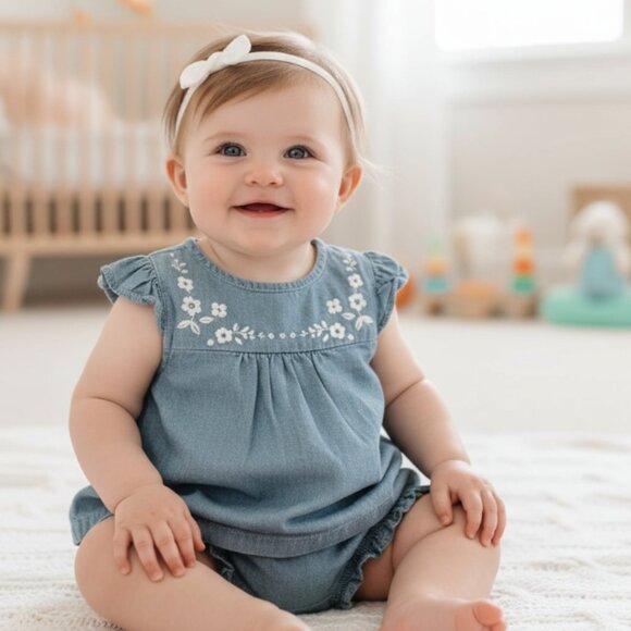 Carters Baby Girl Boho 2 Piece Outfit Embroidered 6 Months - Picture 1 of 6